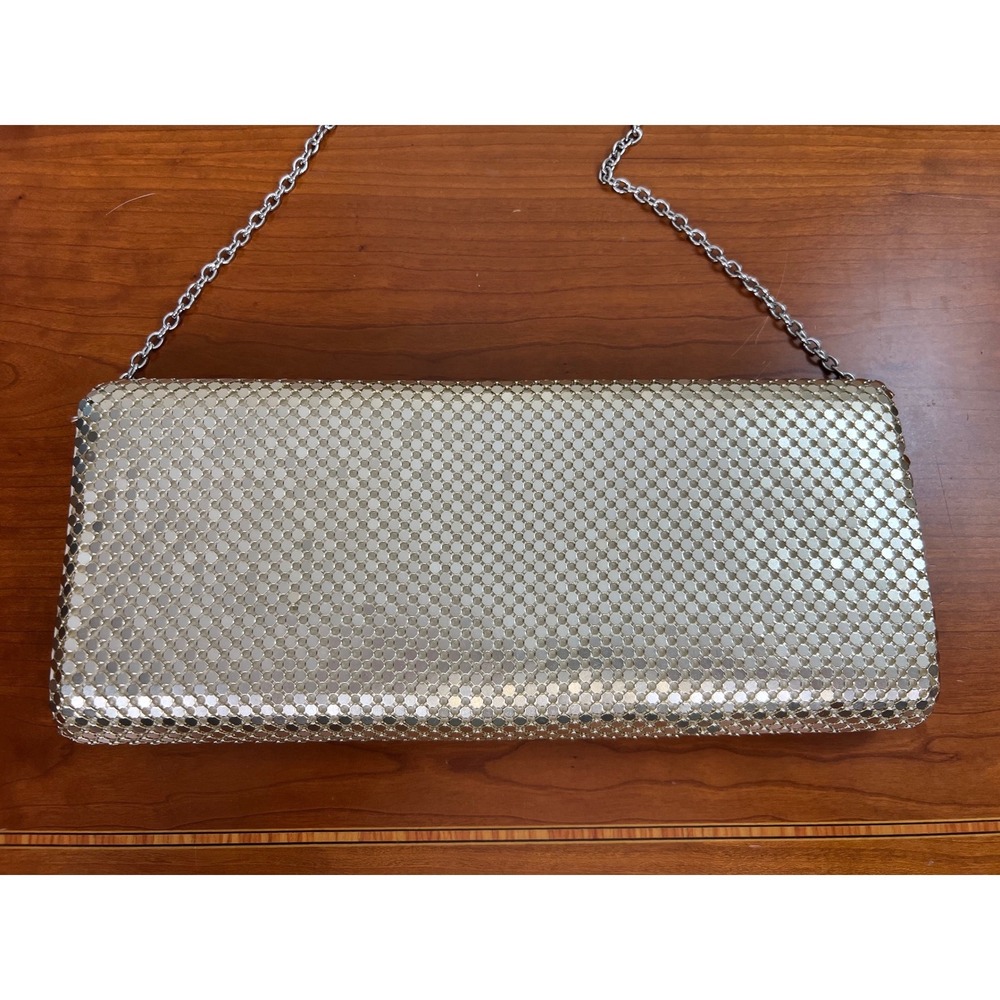 Jessica McClintock Vintage 90s Silver Metal Mesh Evening Clutch Shoulder Bag - Picture 3 of 8
